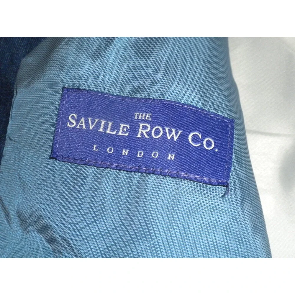 Savile‎ Row Sport Coat 36R Blue Linen 2 Button Dual Vent Lined Blazer Jacket